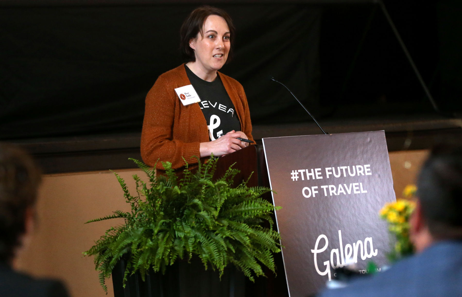 Rose Noble, president and CEO at Galena Country Tourism, speaks during the Galena Country Tourism luncheon at Turner Hall in Galena, Ill., on Tuesday, May 3, 2022.    PHOTO CREDIT: JESSICA REILLY