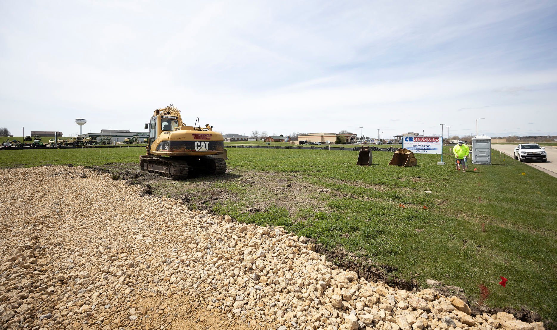 Construction equipment sits on the future site of a new Arby’s restaurant on Progressive Parkway in Platteville, Wis.    PHOTO CREDIT: Stephen Gassman, Telegraph Herald
