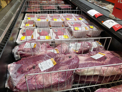 FILE - Shown are meat products at a grocery store in Roslyn, Pa., Tuesday, June 15, 2021. U.S. producer prices soared 11% in April from a year earlier, a hefty gain that indicates high inflation will remain a burden for consumers and businesses in the months ahead. The Labor Department said Thursday, May 12, 2022, that its producer price index — which measures inflation before it reaches consumers — climbed 0.5% in April from March. (AP Photo/Matt Rourke, File)    PHOTO CREDIT: Matt Rourke