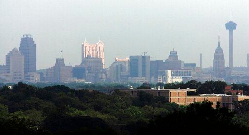 FILE - The skyline of San Antonio