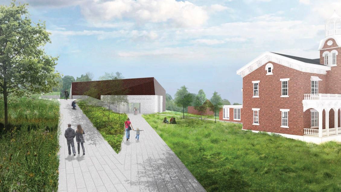 This rendering shows the new museum (the darker building on the left) and the historic Nelson Stillman Building, which is currently being repaired and will be used as an administrative and event space in Galena, Ill.    PHOTO CREDIT: Contributed