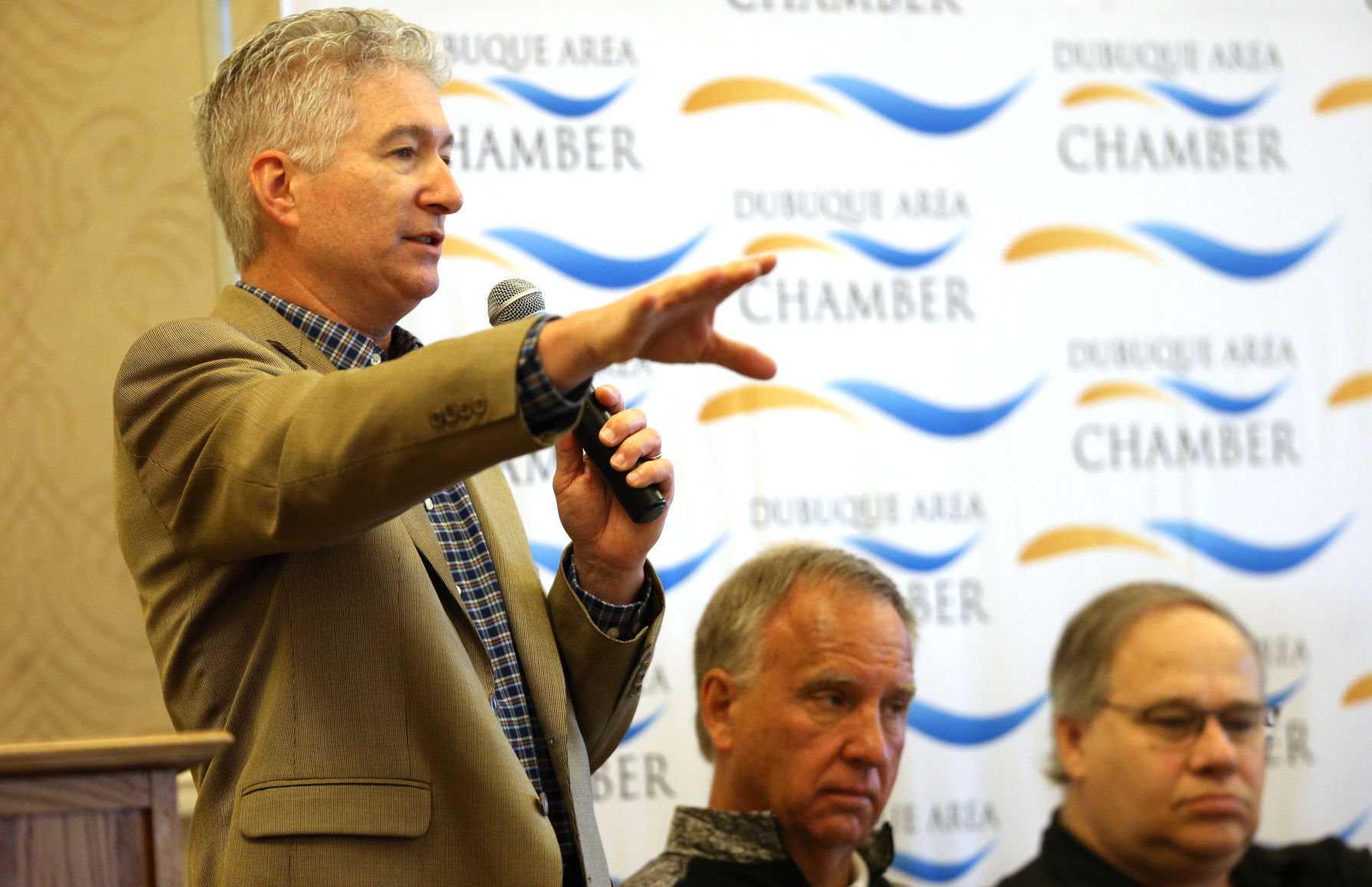 Dubuque Mayor Pro Tem David Resnick speaks during the Dubuque Area Chamber of Commerce
