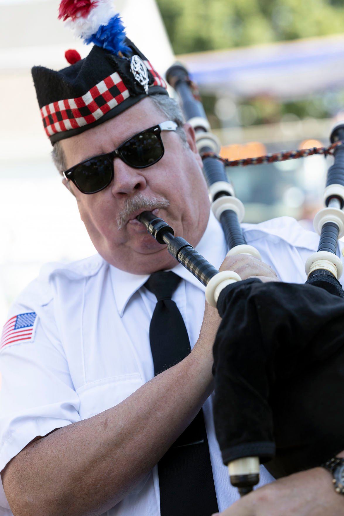 Bill Spivey learned how the play the bagpipes about 20 years ago. Today, he has a business and plays the instrument at events across the Midwest. He often is booked to play multiple events per week.    PHOTO CREDIT: Stephen Gassman