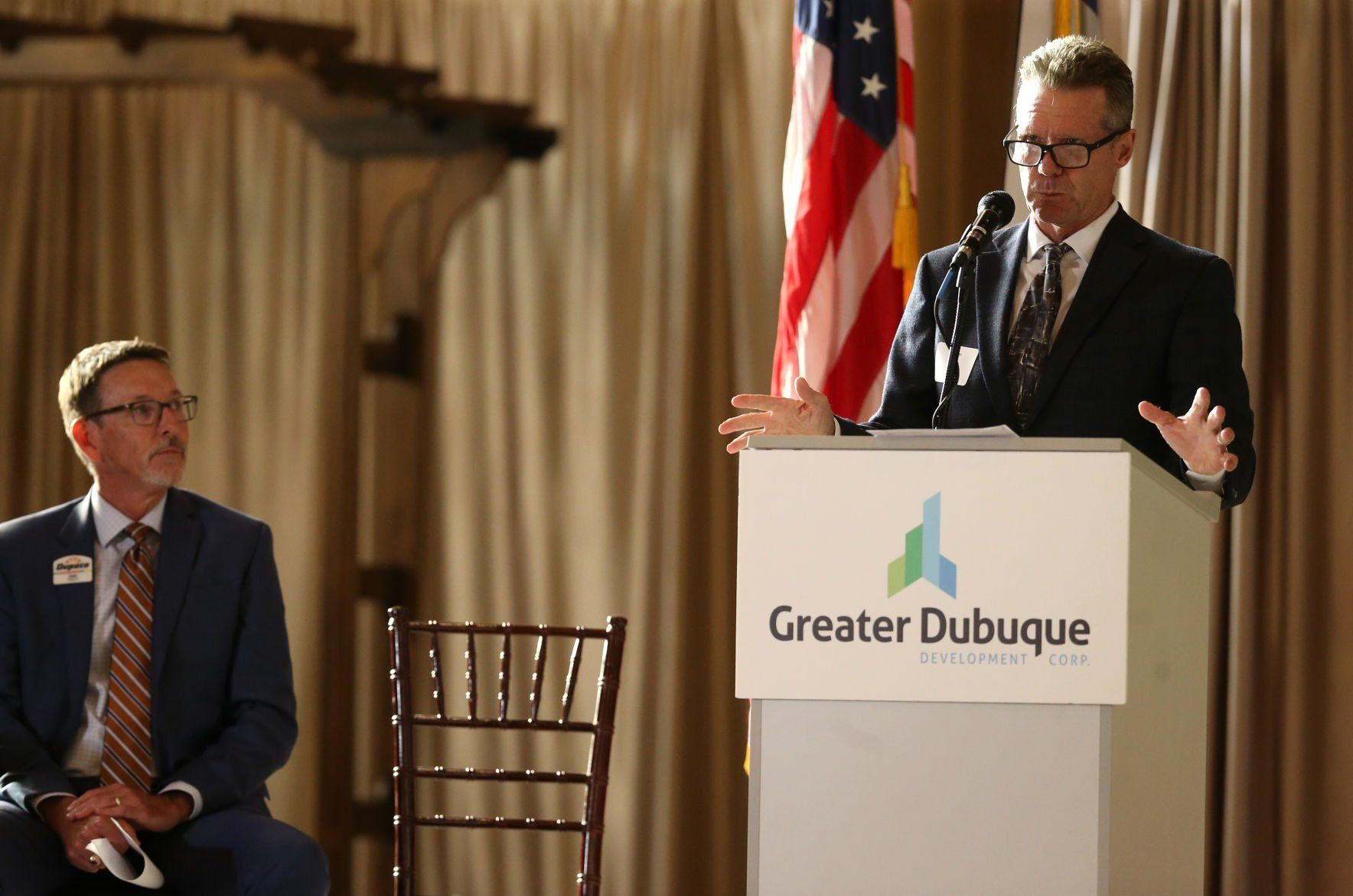 Tim Hodge, board chairman of Greater Dubuque Development Corp., speaks during the organization