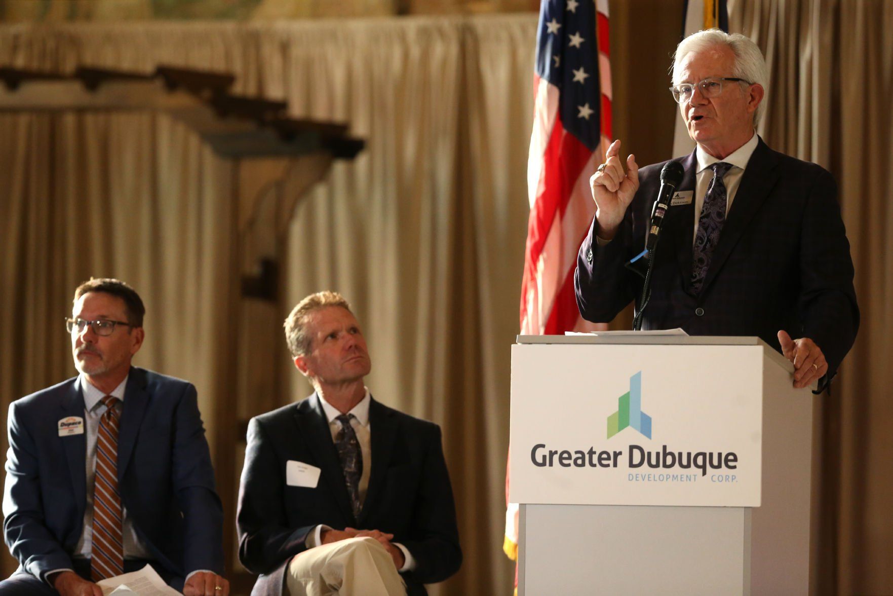 Rick Dickinson, president and CEO of Greater Dubuque Development Corp., speaks on Thursday during the organization’s annual meeting at Steeple Square in Dubuque.    PHOTO CREDIT: JESSICA REILLY