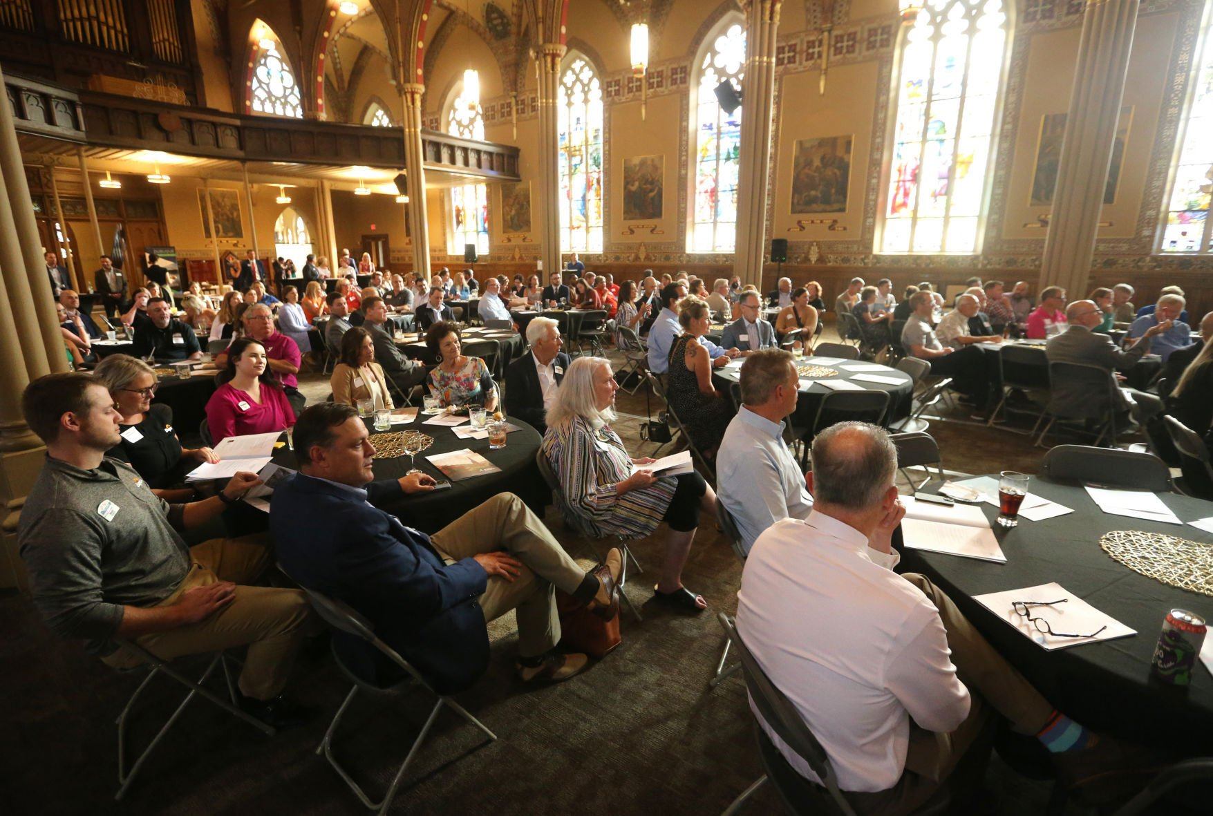 People attend the Greater Dubuque Development Corp. annual meeting at Steeple Square in Dubuque on Thursday.    PHOTO CREDIT: JESSICA REILLY