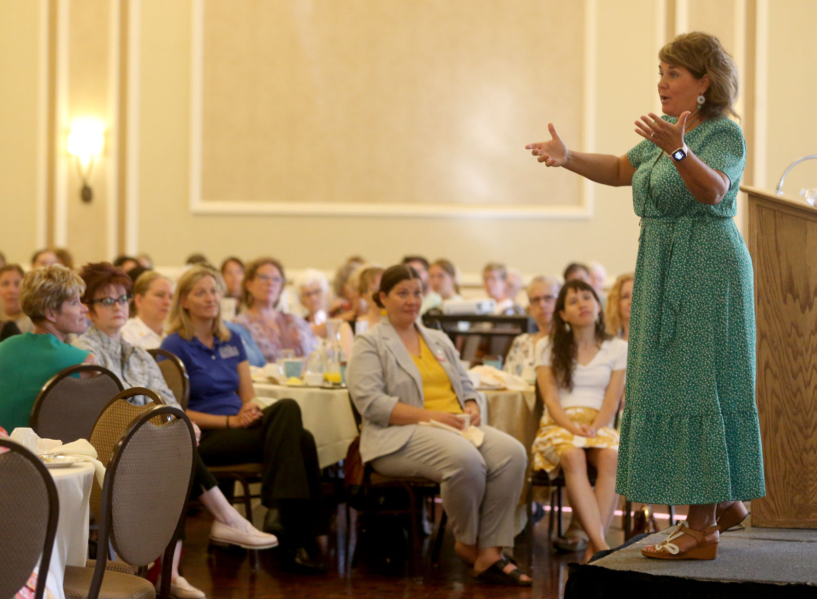 Annie Meehan speaks during the Opening Doors Filling Your Cup event at Hotel Julien Dubuque on Thursday, June 30, 2022.    PHOTO CREDIT: JESSICA REILLY