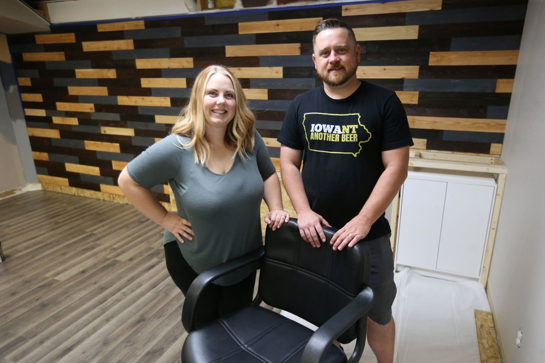 Owners Heather Oehlerking and her husband, Randy, are opening The Man Cave Cut Shop in Peosta, Iowa.    PHOTO CREDIT: JESSICA REILLY