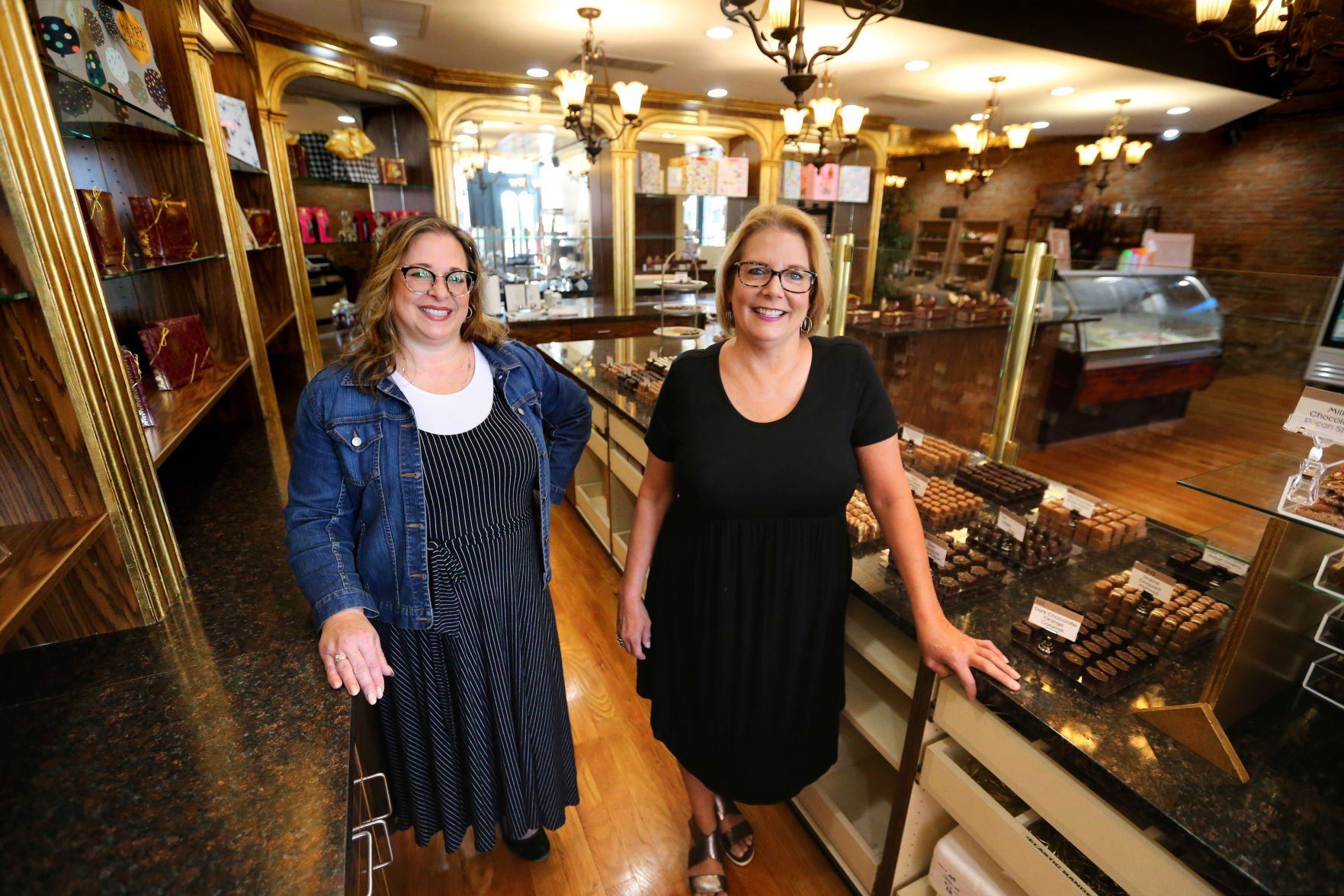 Owner Jennifer McCoy (left) and manager Sharon Coleman at The Sorpresa Gifts at 269 Main St. in Dubuque.    PHOTO CREDIT: JESSICA REILLY