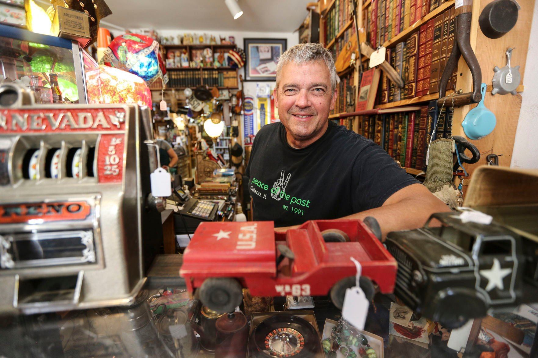 Bill Karberg, co-owner of Peace of the Past, has had a successful career in antiques. His Galena, Ill., store has been in business for 31 years and in 2013 opened another location.    PHOTO CREDIT: Dave Kettering