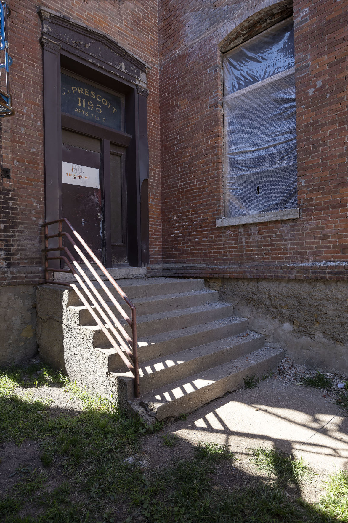 Exterior of the former Prescott school building in Dubuque on Tuesday,, Aug. 30, 2022.    PHOTO CREDIT: Stephen Gassman