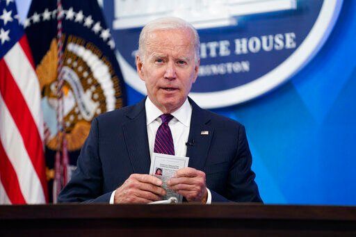 President Joe Biden speaks about the American Rescue Plan during an event in the South Court Auditorium on the White House campus, Friday, Sept. 2, 2022, in Washington. (AP Photo/Evan Vucci)    PHOTO CREDIT: Evan Vucci