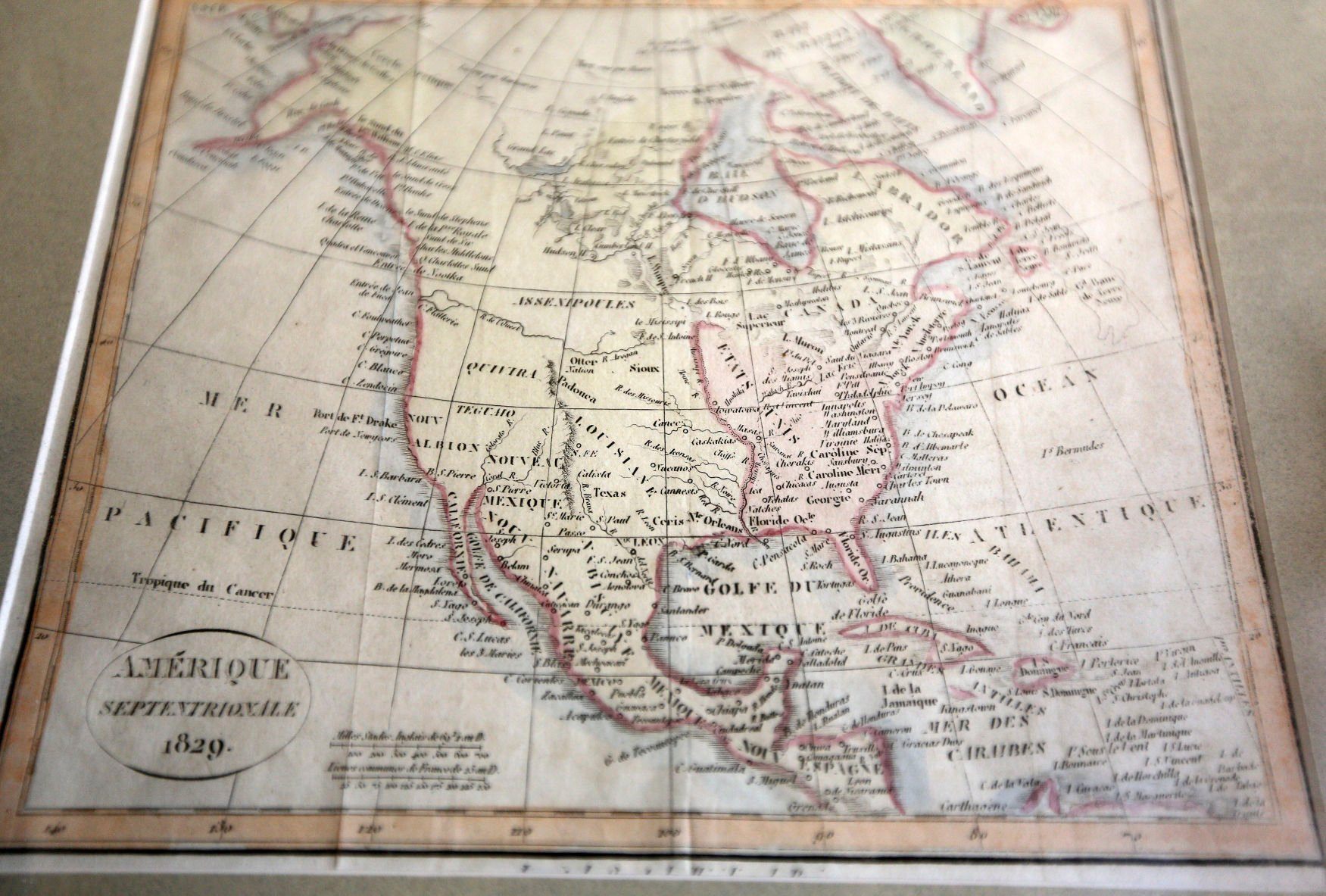 A map of the United States of America printed in 1829 for sale at Rix Antiques in Galena, Ill.    PHOTO CREDIT: Dave Kettering