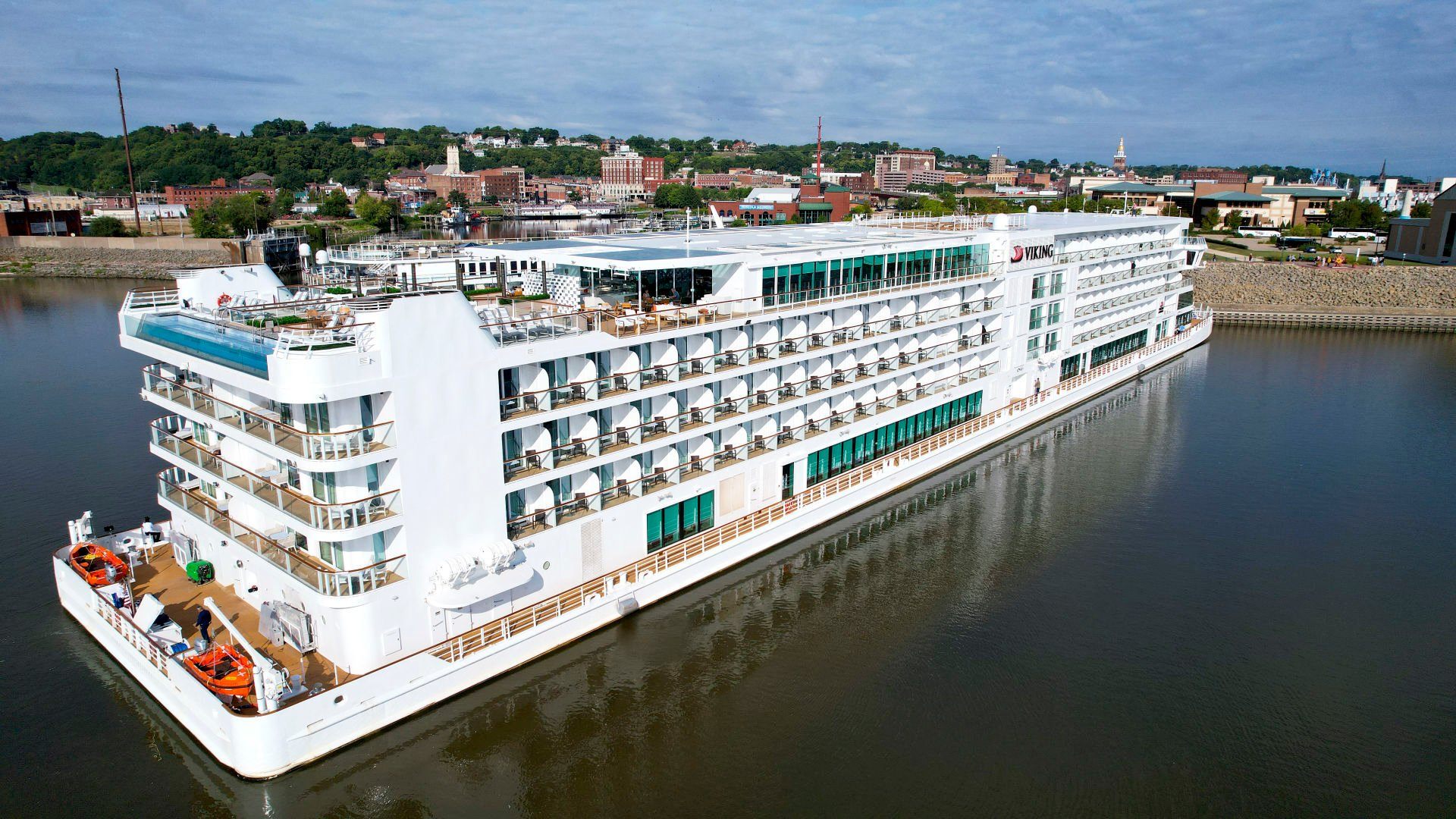 The Viking Mississippi cruise ship docks at the Port of Dubuque on Tuesday, Sept. 6, 2022.    PHOTO CREDIT: Dave Kettering