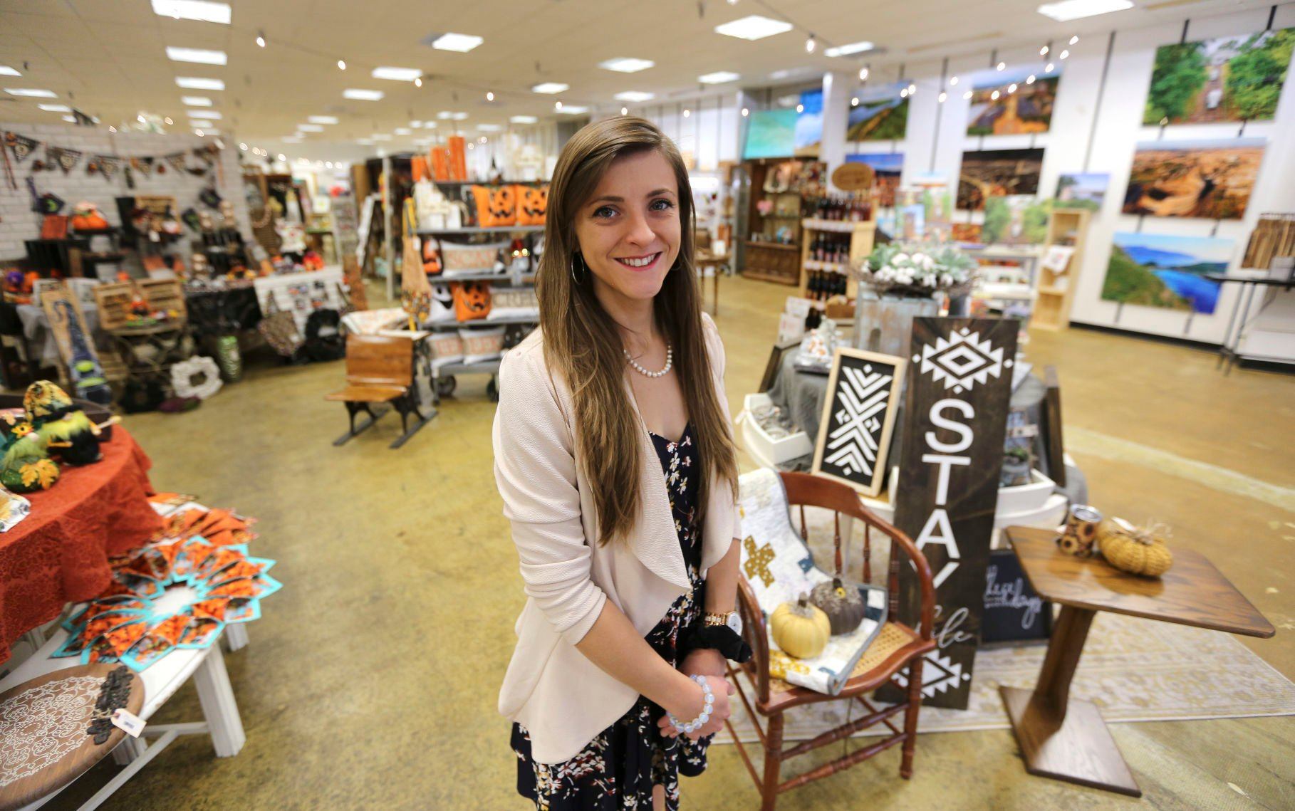 Mercedes Pfab is the owner of Maker’s Market, located in Dubuque’s Kennedy Mall.    PHOTO CREDIT: Dave Kettering