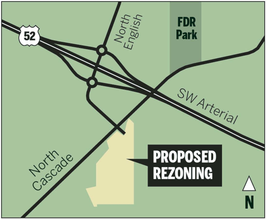 A developer has asked for a 75-acre parcel near North English and North Cascade roads to be rezoned to allow for the sale of lots for commercial use.    PHOTO CREDIT: Mike Day