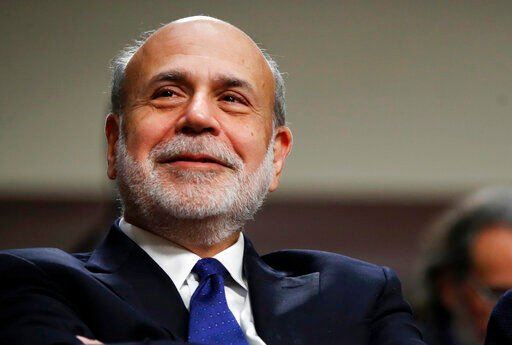 Former Federal Reserve Chair Ben Bernanke attends a ceremony in 2017. The Nobel Prize in economic sciences has been awarded to three U.S.-based economists “for research on banks and financial crises.” The award to Bernanke, Douglas W. Diamond and Philip H. Dybvig was announced today.    PHOTO CREDIT: Jacquelyn Martin