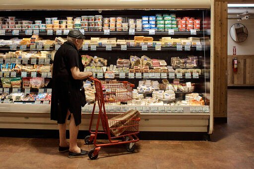 FILE - A man shops at a supermarket on Wednesday, July 27, 2022, in New York. On Thursday, Oct. 13, 2022, the U.S. government is set to announce what