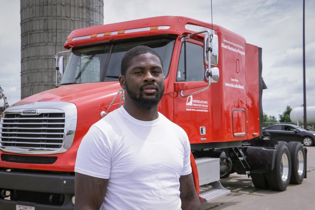 Frank Washington is a student who participated in the Opportunity Dubuque program and received support to complete Northeast Iowa Community College’s commercial driver’s license certificate.    PHOTO CREDIT: Contributed