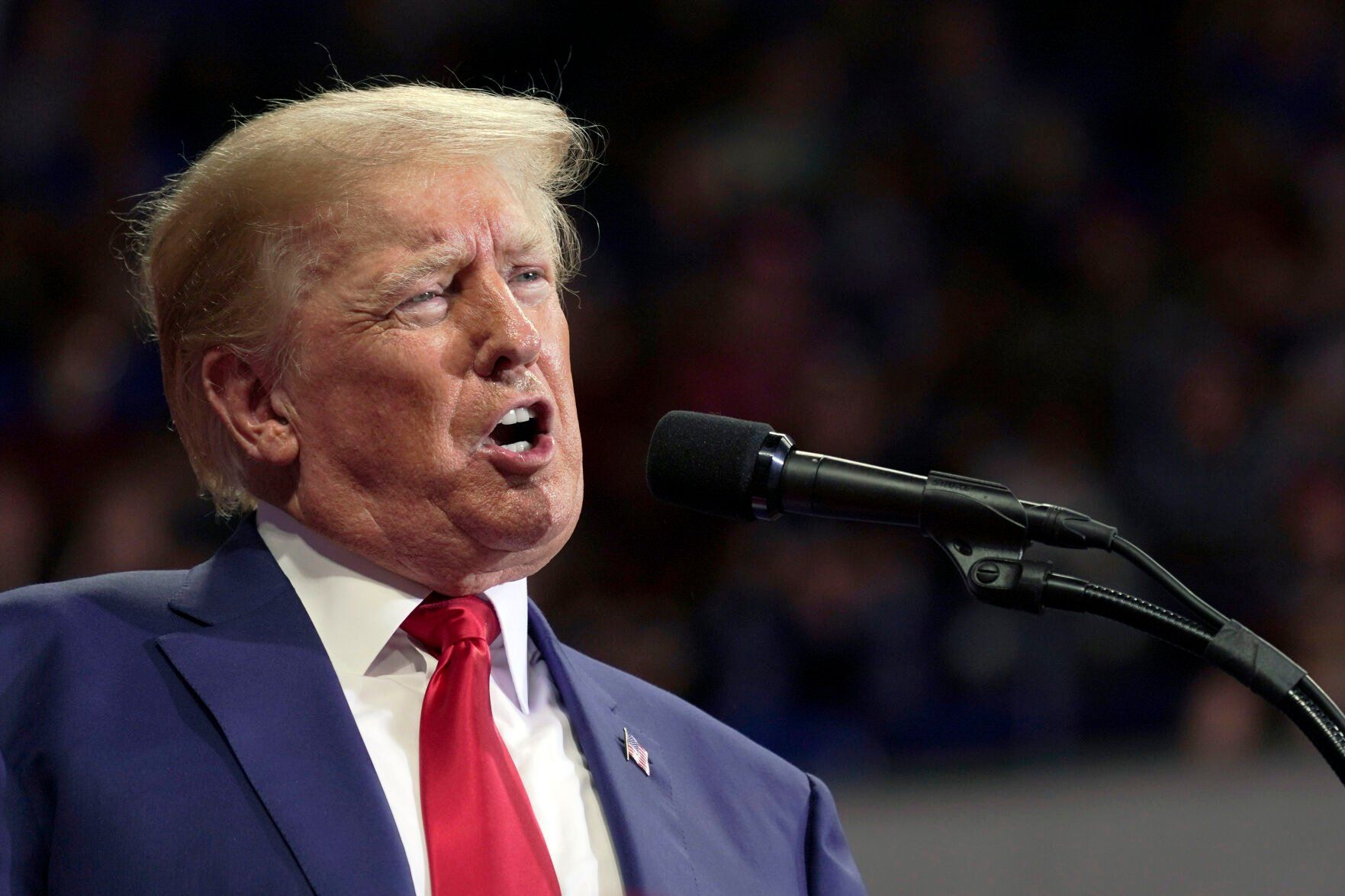 <p>FILE - Former President Donald Trump speaks at a rally in Wilkes-Barre, Pa., Saturday, Sept. 3, 2022. The Trump Organization is going on trial accused of helping some top executives avoid income taxes on compensation they got in addition to their salaries, like rent-free apartments and luxury cars. (AP Photo/Mary Altaffer, File)</p>   PHOTO CREDIT: Mary Altaffer 