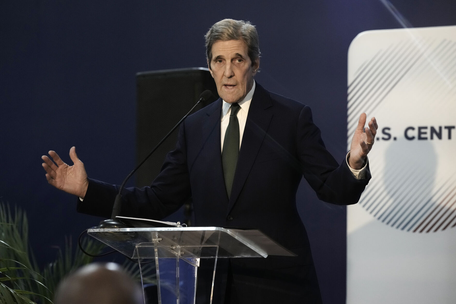 <p>U.S. Special Presidential Envoy for Climate John Kerry speaks at the opening of the U.S. Pavilion at the COP27 U.N. Climate Summit, Tuesday, Nov. 8, 2022, in Sharm el-Sheikh, Egypt. (AP Photo/Nariman El-Mofty)</p>   PHOTO CREDIT: Nariman El-Mofty - staff, AP