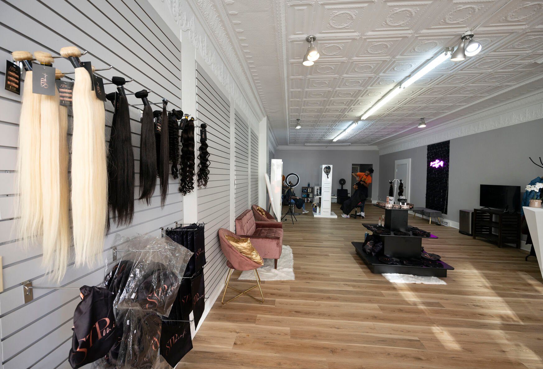 Interior of STP Luxe Hair Studio on Main Street in Dubuque.    PHOTO CREDIT: Stephen Gassman