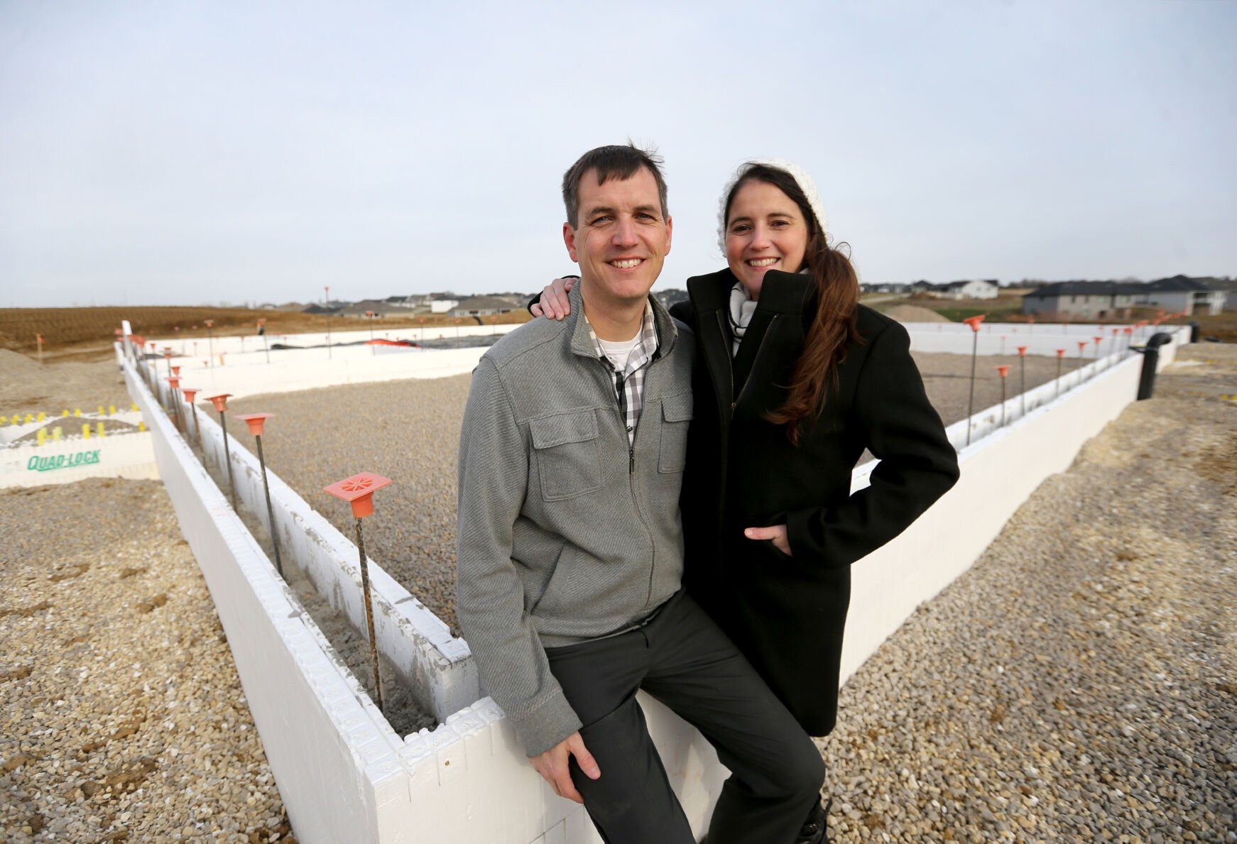 Alex Goerdt (left) and Stephanie Grutz stand at the future location for Vive IV Therapy in Peosta, Iowa, on Monday, Nov. 14, 2022. The new facility at 7407 Thunder Valley Drive currently is under construction with the hopes of opening by April.    PHOTO CREDIT: JESSICA REILLY