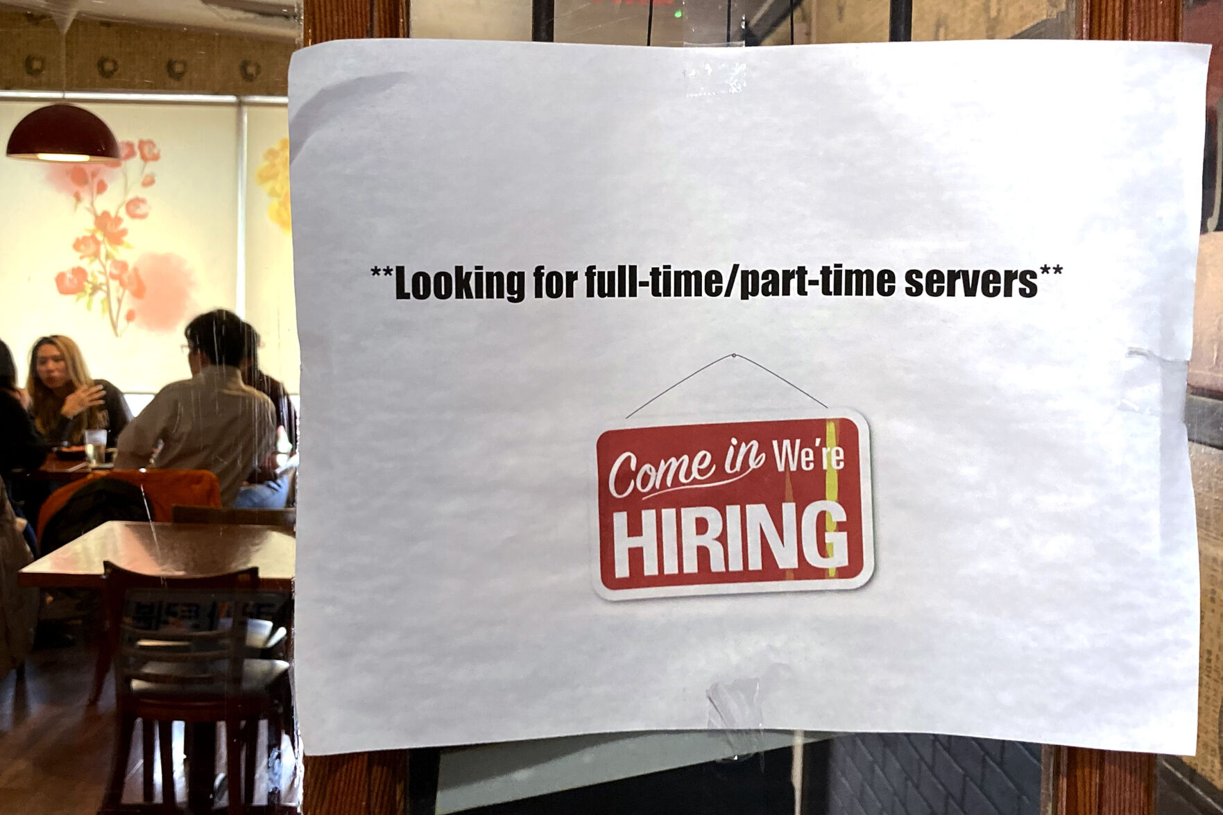 <p>FILE - A hiring sign is displayed at a restaurant in Morton Grove, Ill., Thursday, April 28, 2022. Labor Department releases weekly report on unemployment benefits on Wednesday, Nov. 23. (AP Photo/Nam Y. Huh, File)</p>   PHOTO CREDIT: Nam Y. Huh - staff, AP