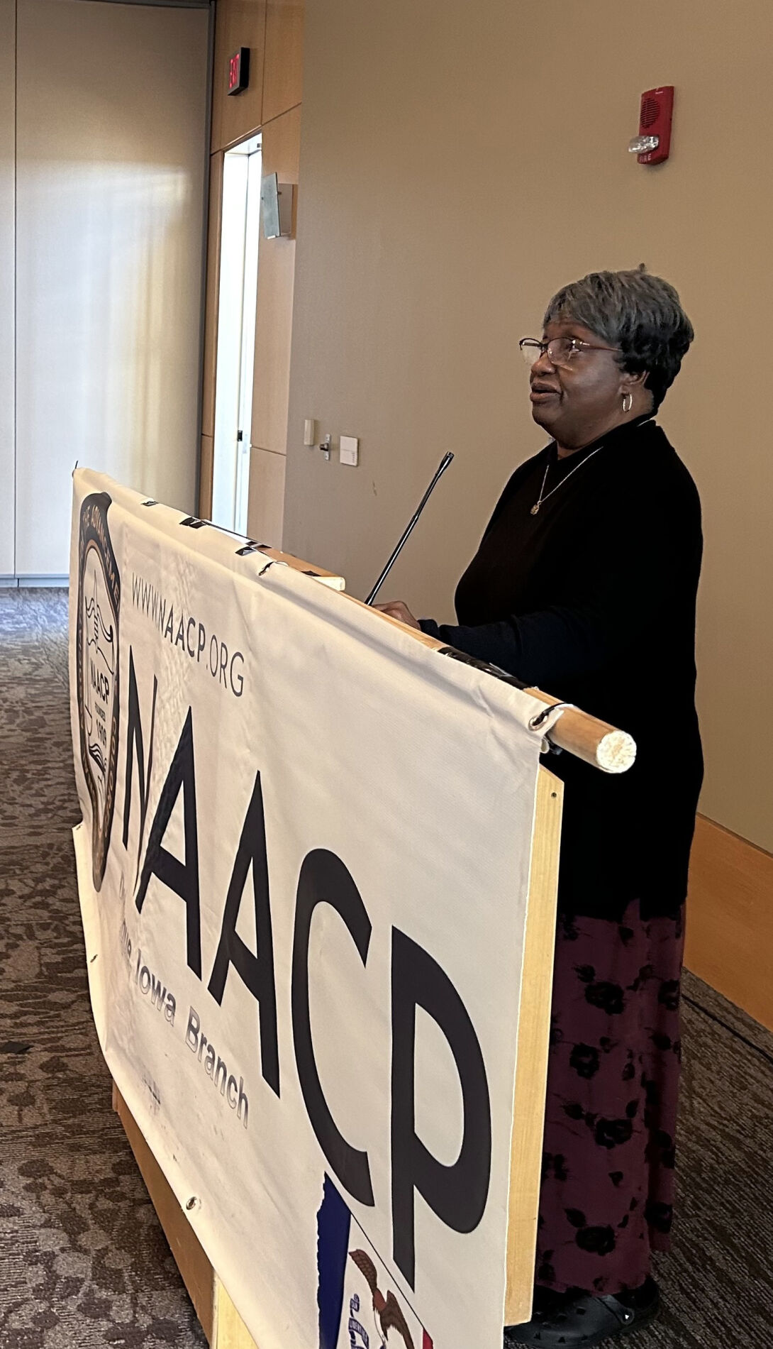 Ernestine Moss, of Dubuque, delivers a keynote address.    PHOTO CREDIT: Contributed