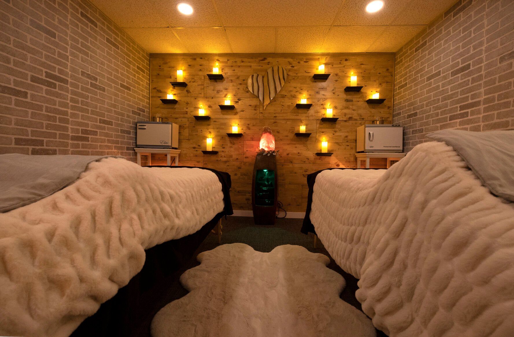 A couples massage therapy room at White Sage Day Spa in Dubuque.    PHOTO CREDIT: Stephen Gassman
