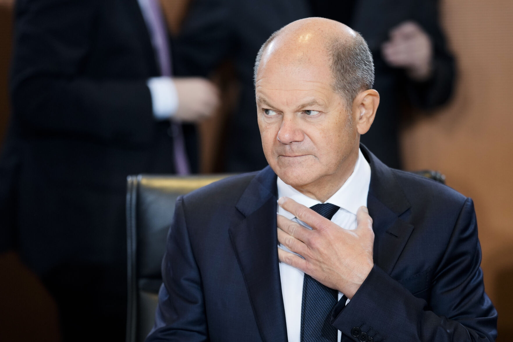 <p>German Chancellor Olaf Scholz attends the weekly cabinet meeting of the German government at the chancellery in Berlin, Germany, Wednesday, Jan. 25, 2023. (AP Photo/Markus Schreiber)</p>   PHOTO CREDIT: Markus Schreiber - staff, AP