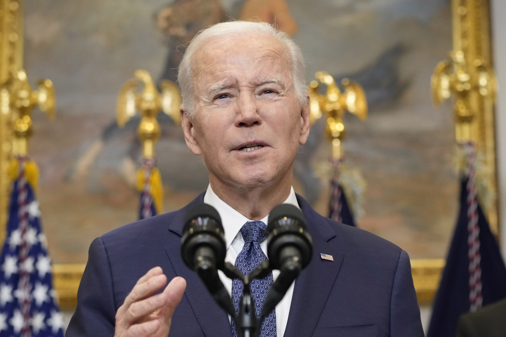 <p>President Joe Biden speaks about Ukraine from the Roosevelt Room at the White House in Washington, Wednesday, Jan. 25, 2023. (AP Photo/Susan Walsh)</p>   PHOTO CREDIT: Susan Walsh - staff, AP