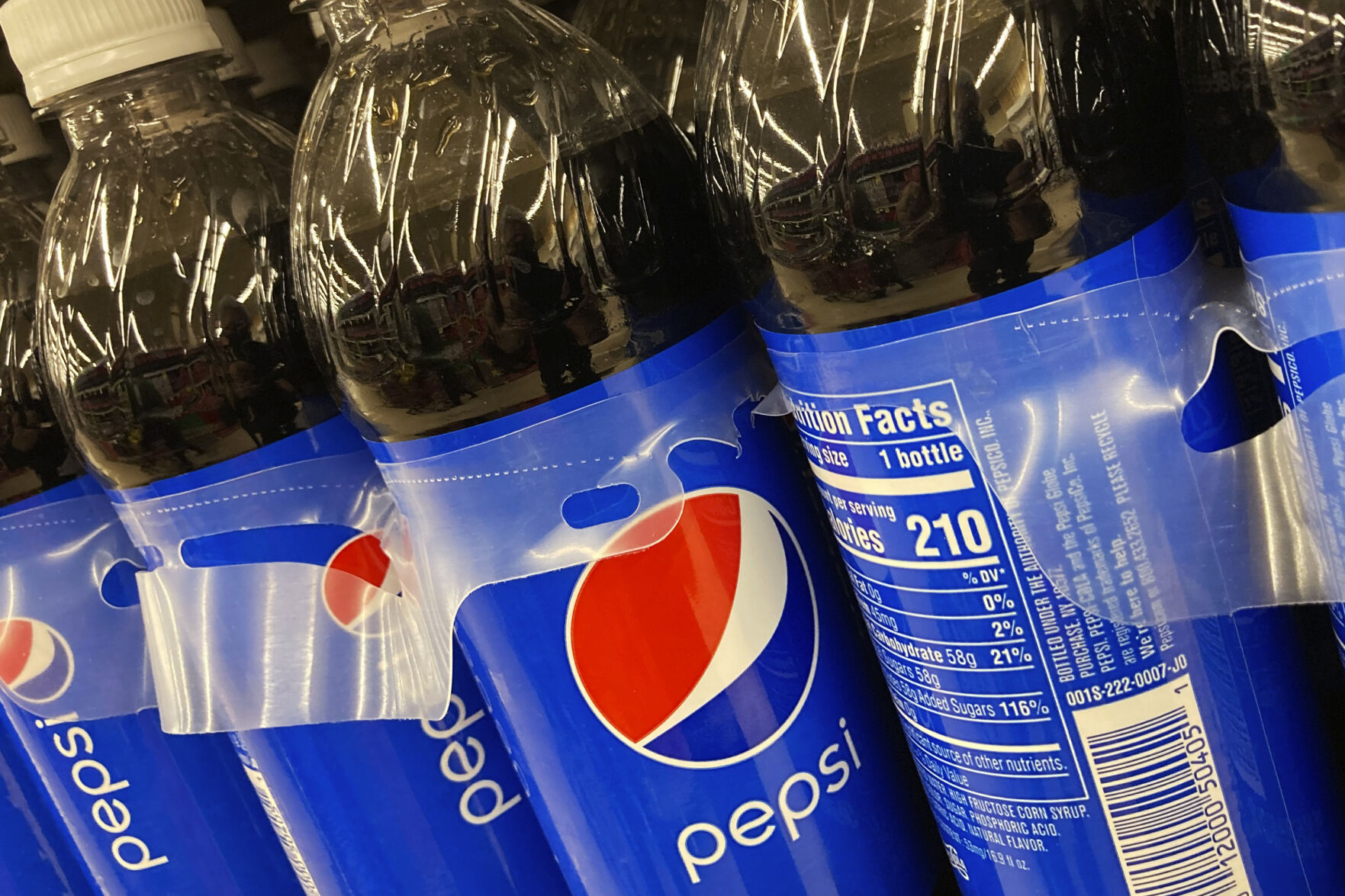 <p>Bottles of Pepsi are displayed in a grocery store, Ill., Thursday, Feb. 10, 2022. PepsiCo reports their corporate results on Thursday, Feb. 9, 2023. (AP Photo/Nam Y. Huh)</p>   PHOTO CREDIT: Nam Y. Huh 