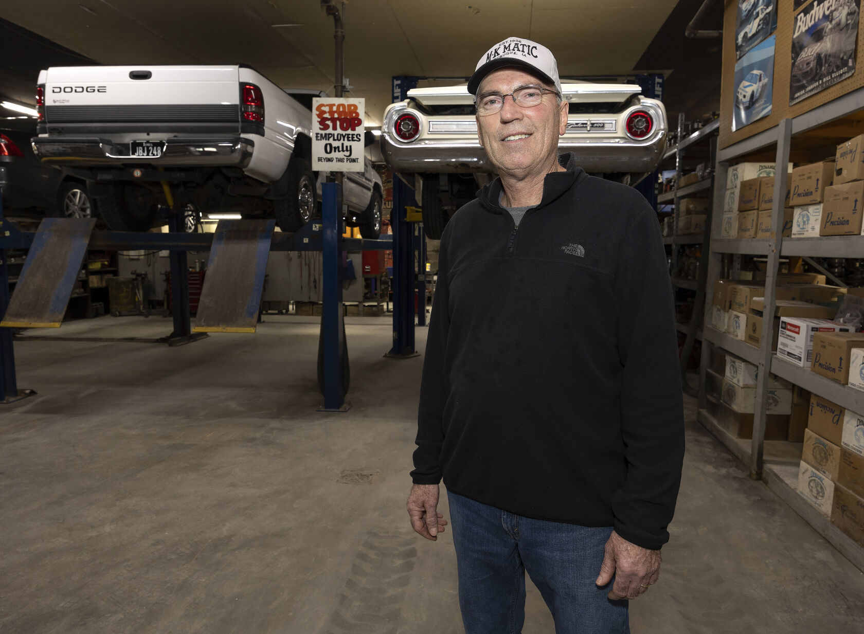 M-K Matic Transmission Co. owner Rod Clemen in his shop on Garfield Avenue in Dubuque on Wednesday, Feb. 15, 2023.    PHOTO CREDIT: Gassman