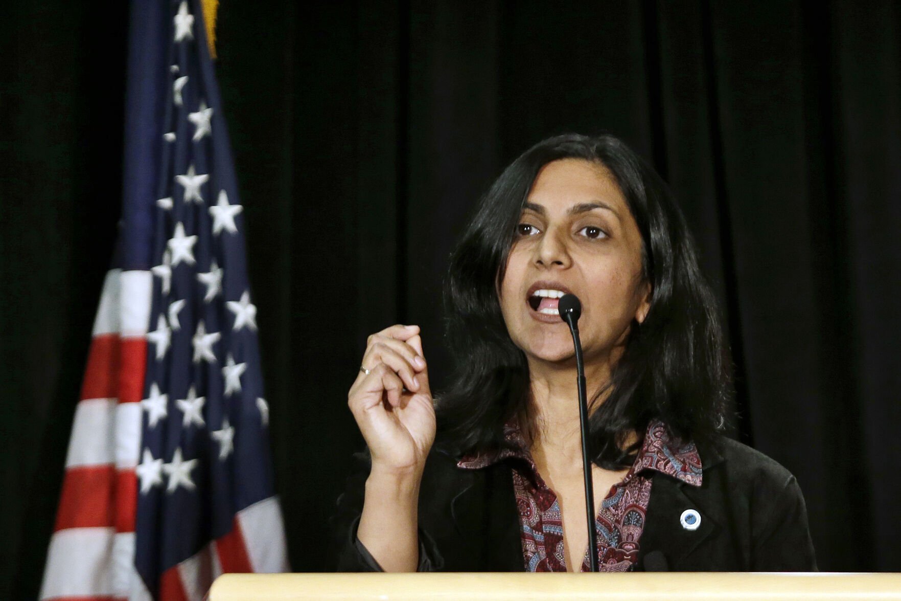 <p>FILE - New Seattle City Councilmember Kshama Sawant speaks during an inauguration ceremony for city officials Monday, Jan. 6, 2014, in Seattle. One of Sawant’s earliest memories of the caste system was hearing her grandfather – a man she “otherwise loved very much” – utter a slur to summon their lower-caste maid. Now an elected official in a city thousands of miles from India, she has proposed an ordinance to add caste to Seattle’s anti-discrimination laws. (AP Photo/Elaine Thompson, File)</p>   PHOTO CREDIT: Elaine Thompson 