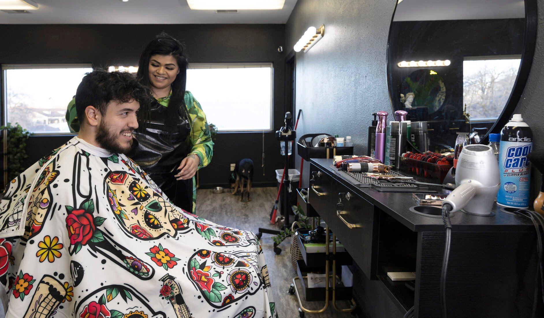 King Kutz owner Ana Neuhaus cuts Jose Cardenas’ hair at the barbershop on Center Grove Drive in Dubuque.    PHOTO CREDIT: Stephen Gassman
Telegraph Herald