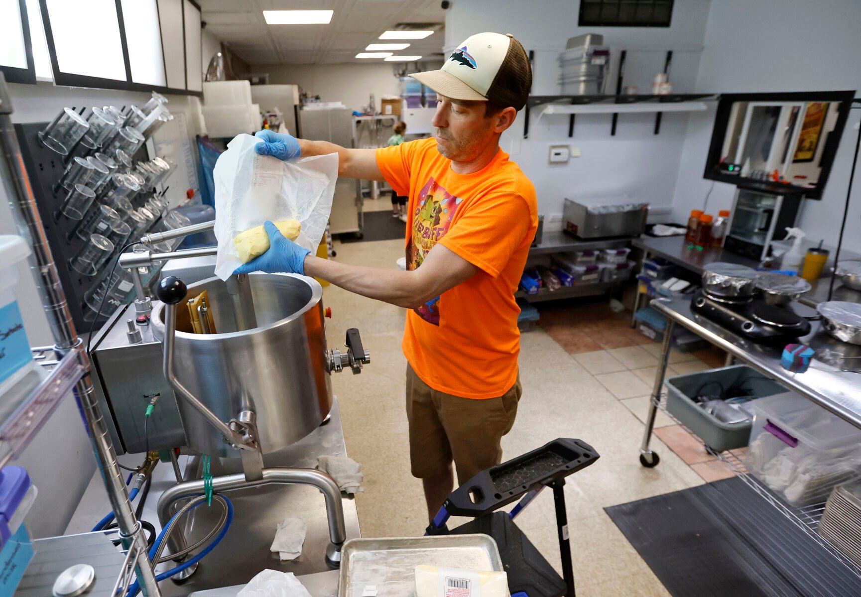 Josh McGinnis makes caramel at River Bluff Collective in East Dubuque, Ill., on Thursday, April 13, 2023.    PHOTO CREDIT: JESSICA REILLY
Telegraph Herald
