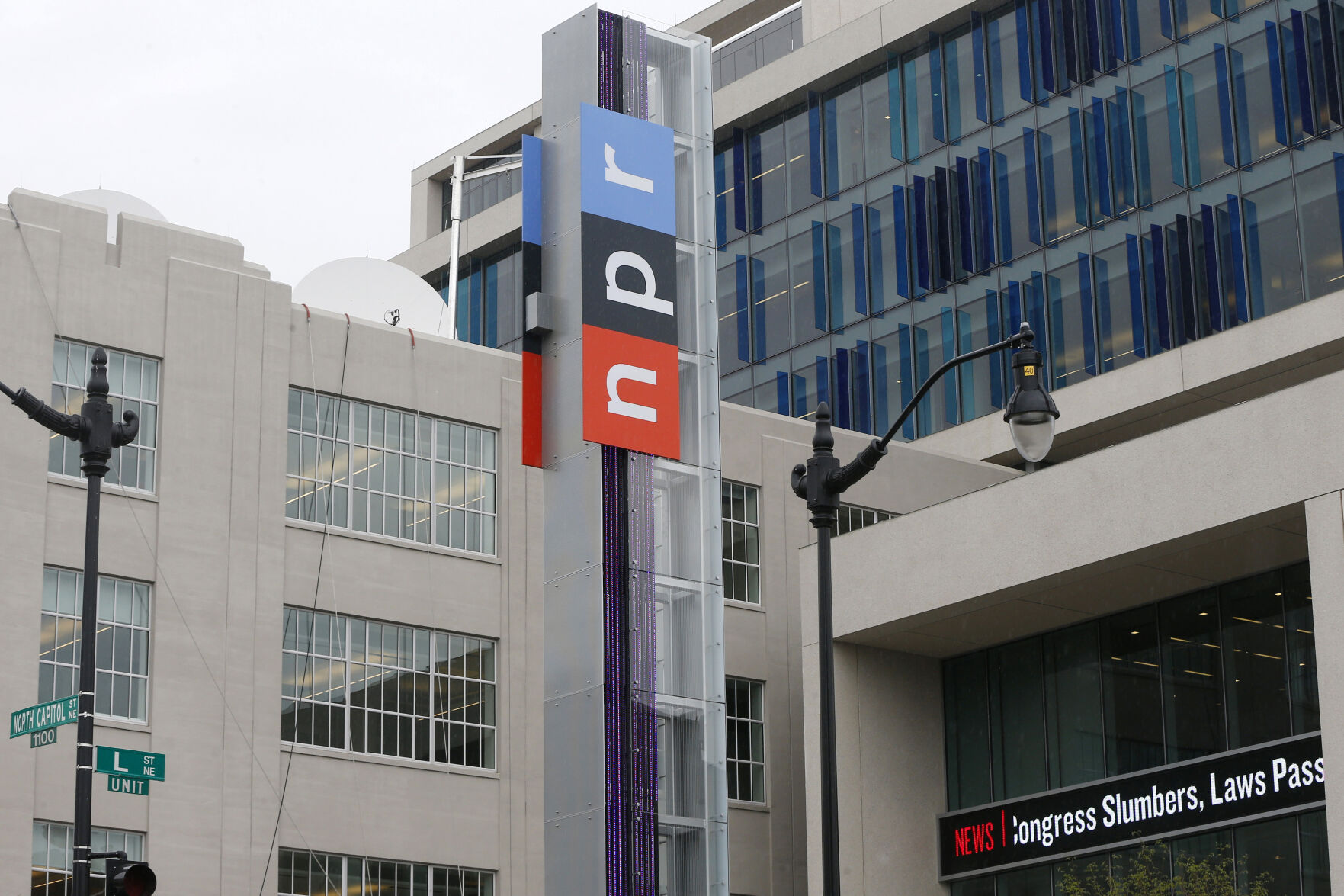 <p>FILE - The headquarters for National Public Radio (NPR) stands on North Capitol Street on April 15, 2013, in Washington. Elon Musk threatened to reassign NPR’s Twitter account to “another company,” according to the non-profit news organization, in an ongoing spat between Musk and media groups since his $44 billion acquisition of Twitter last year. (AP Photo/Charles Dharapak, File)</p>   PHOTO CREDIT: Charles Dharapak - staff, AP