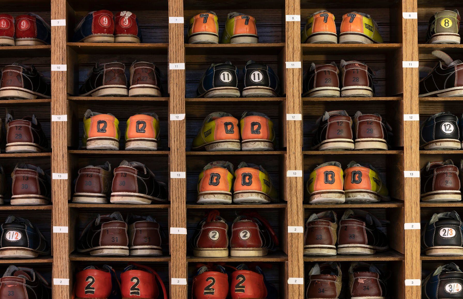 Rental bowling shoes at Fischer Lanes.    PHOTO CREDIT: Stephen Gassman
Telegraph Herald