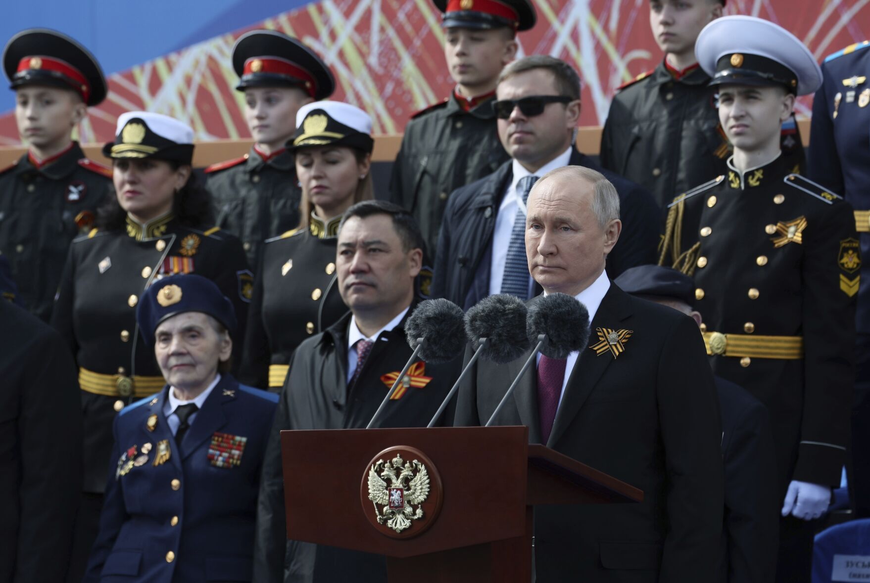 <p>Russian President Vladimir Putin delivers his speech during the Victory Day military parade marking the 78th anniversary of the end of World War II in Red square in Moscow, Russia, Monday, May 9, 2022. (Gavriil Grigorov, Sputnik, Kremlin Pool Photo via AP)</p>   PHOTO CREDIT: Gavriil Grigorov 
