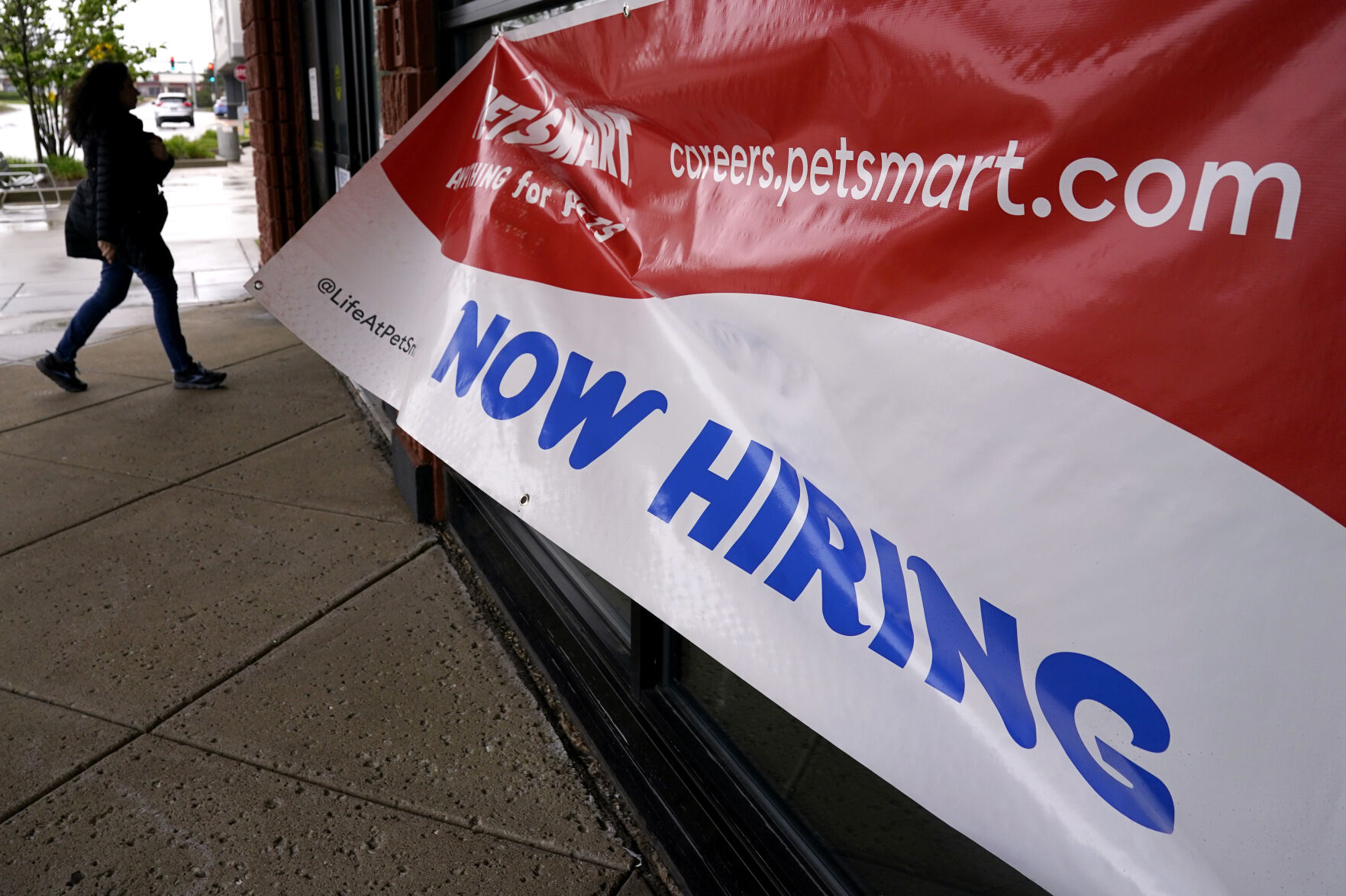 <p>A hiring sign is displayed at a retail store in Downers Grove, Ill., Monday, May 1, 2023. On Thursday, the Labor Department reports on the number of people who applied for unemployment benefits last week. (AP Photo/Nam Y. Huh)</p>   PHOTO CREDIT: Nam Y. Huh