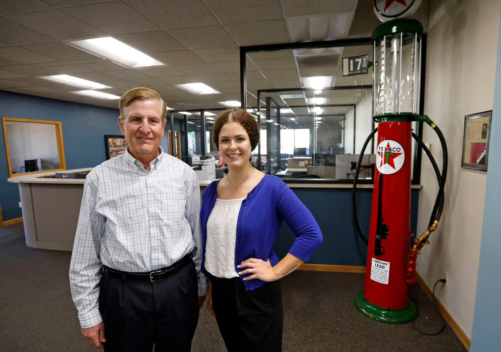 Paul Fahey (left), president and owner at Rainbo Oil Co., and Tessa Fahey, operations development.    PHOTO CREDIT: JESSICA REILLY
Telegraph Herald