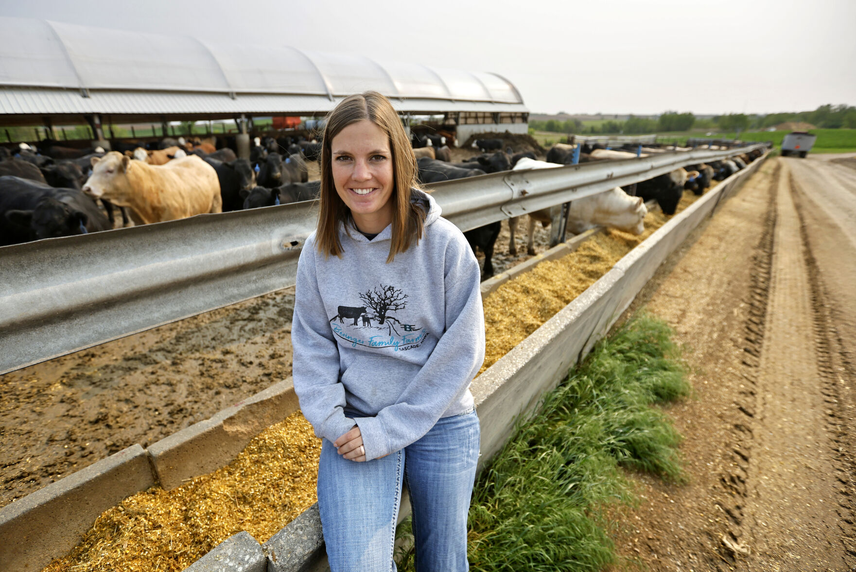 Lillie Beringer sits at Beringer Family Farms in Cascade, Iowa, on Friday, May 19, 2023.    PHOTO CREDIT: JESSICA REILLY