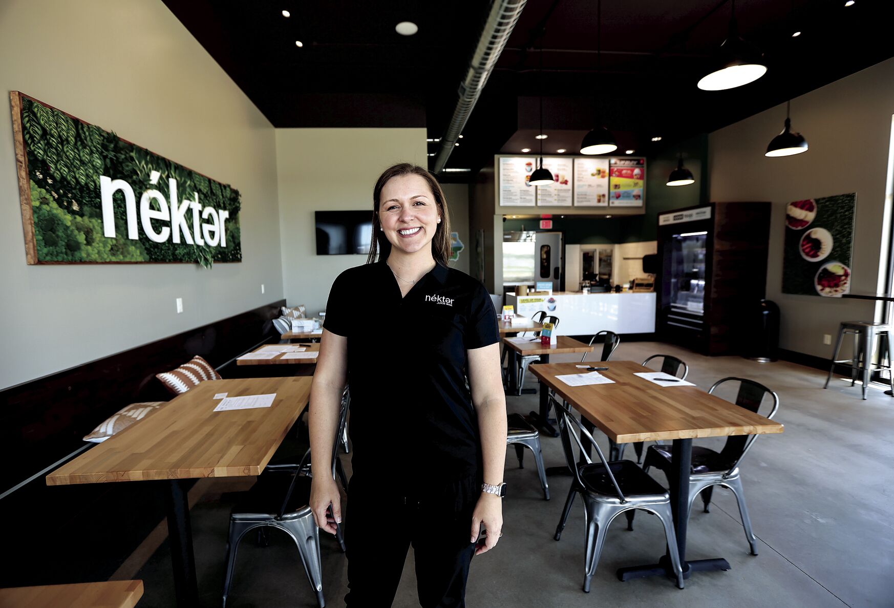 Nikki Mulligan is the franchisee of Nekter Juice Bar, which is opening Wednesday in Dubuque.    PHOTO CREDIT: Dave Kettering