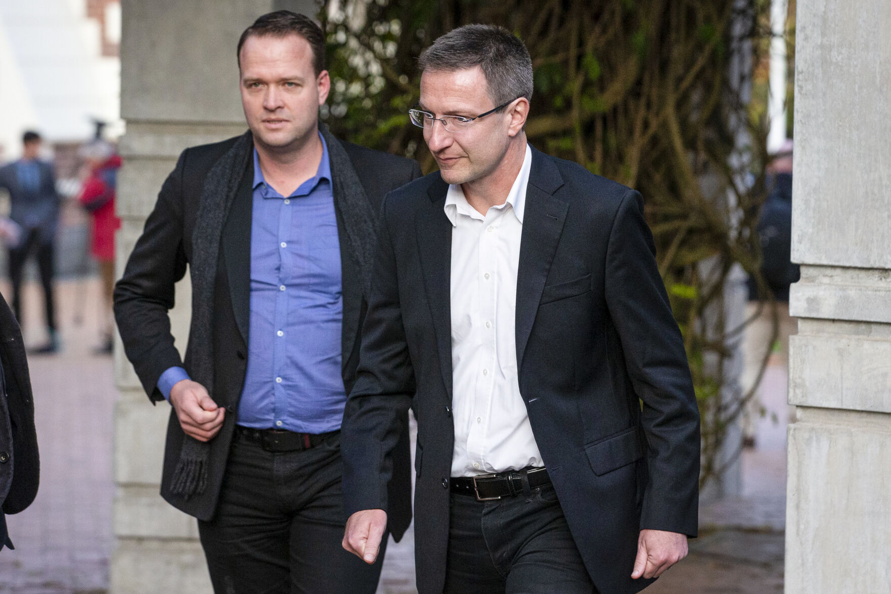 <p>Bram ven der Kolk, letf, and Mathias Ortmann outside court after pleading guilty to their involvement in running the once wildly popular pirating website Megaupload in Auckland, New Zealand, Thursday, June 15, 2023. The pleas by Mathias Ortmann and Bram van der Kolk at the Auckland High Court ended their legal battle to avoid extradition to the U.S. on charges that included racketeering. (New Zealand Herald via AP)</p>   PHOTO CREDIT: New Zealand Herald