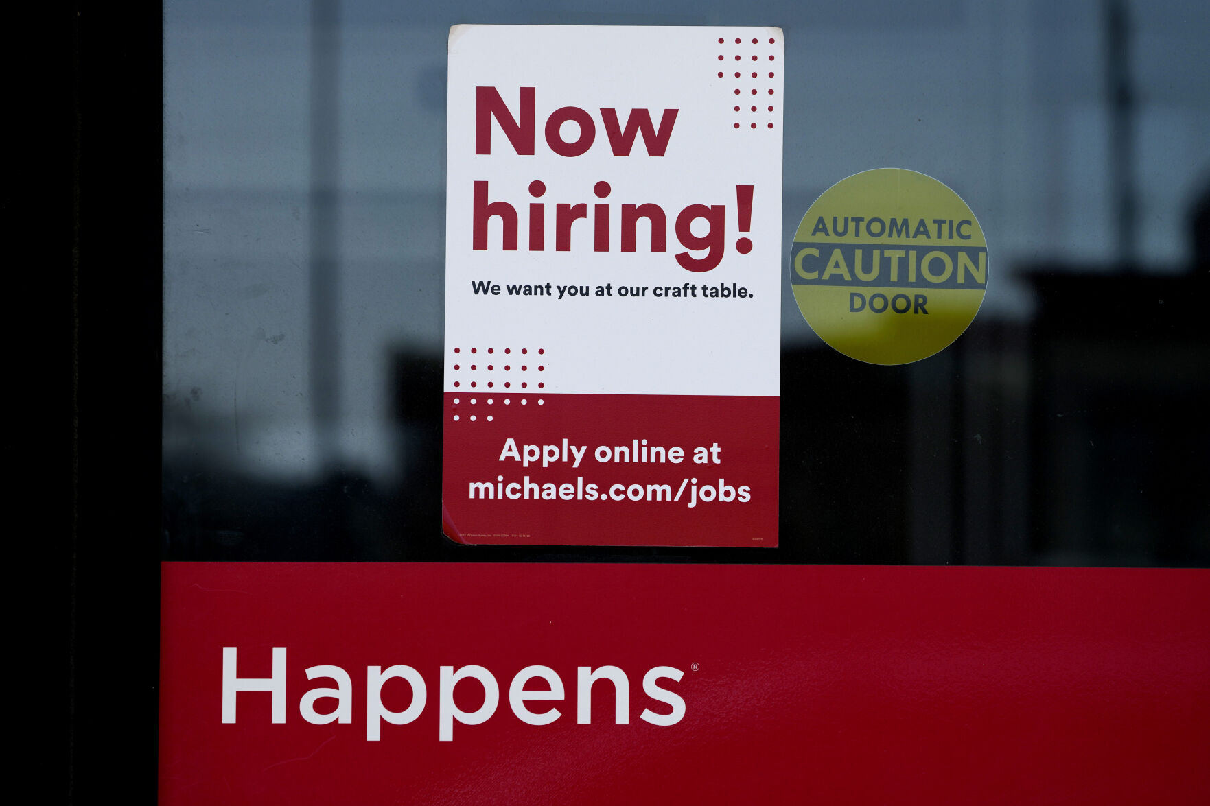 <p>A hiring sign is displayed at a retail store in Downers Grove, Ill., Wednesday, April 12, 2023. On Thursday, the Labor Department reports on the number of people who applied for unemployment benefits last week.(AP Photo/Nam Y. Huh)</p>   PHOTO CREDIT: Nam Y. Huh 