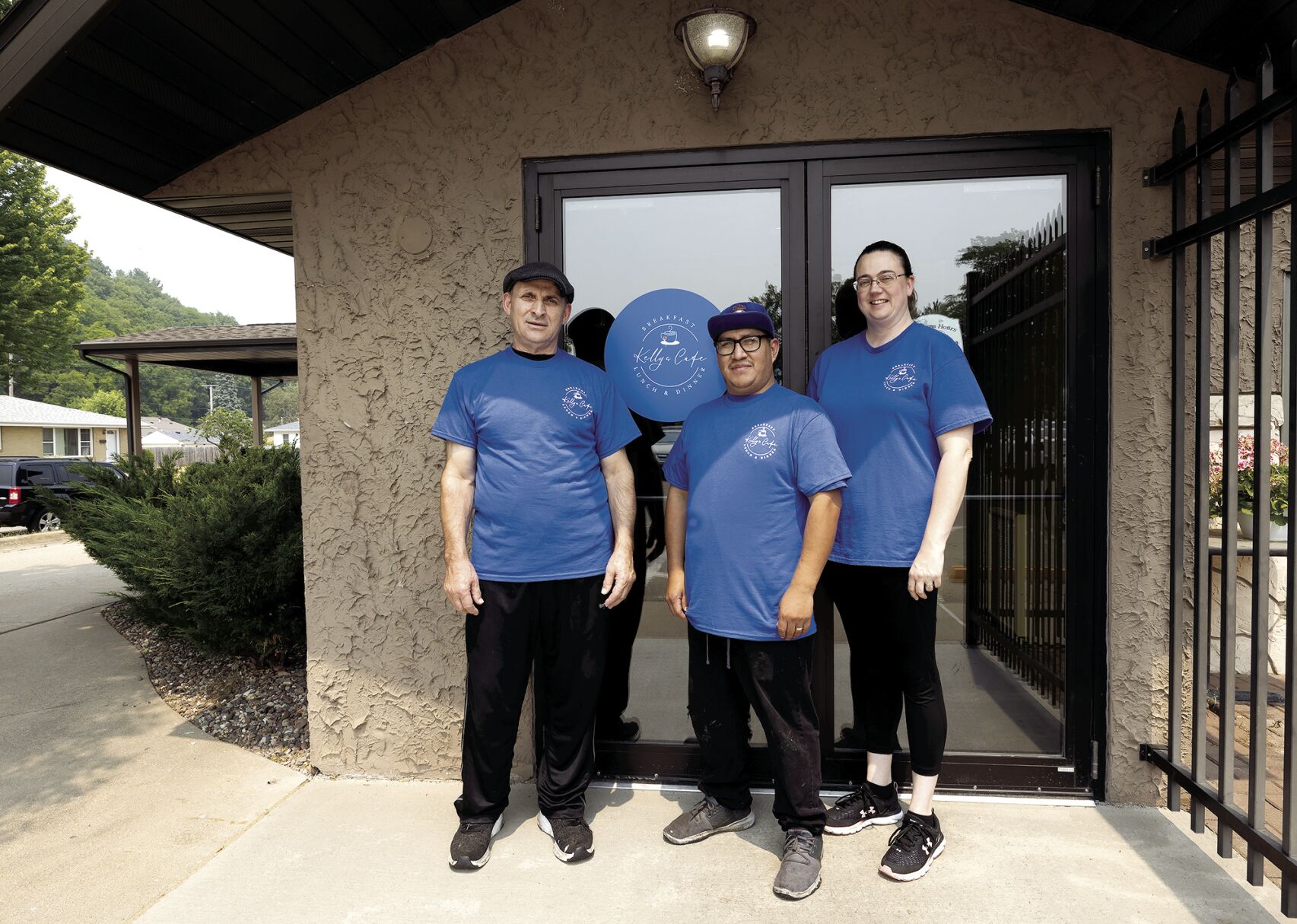 Jeff Dzeladini (left), Abel Ibarra and Kelly Ibarra have opened Kelly’s Cafe on Rhomberg Avenue in Dubuque.    PHOTO CREDIT: Stephen Gassman