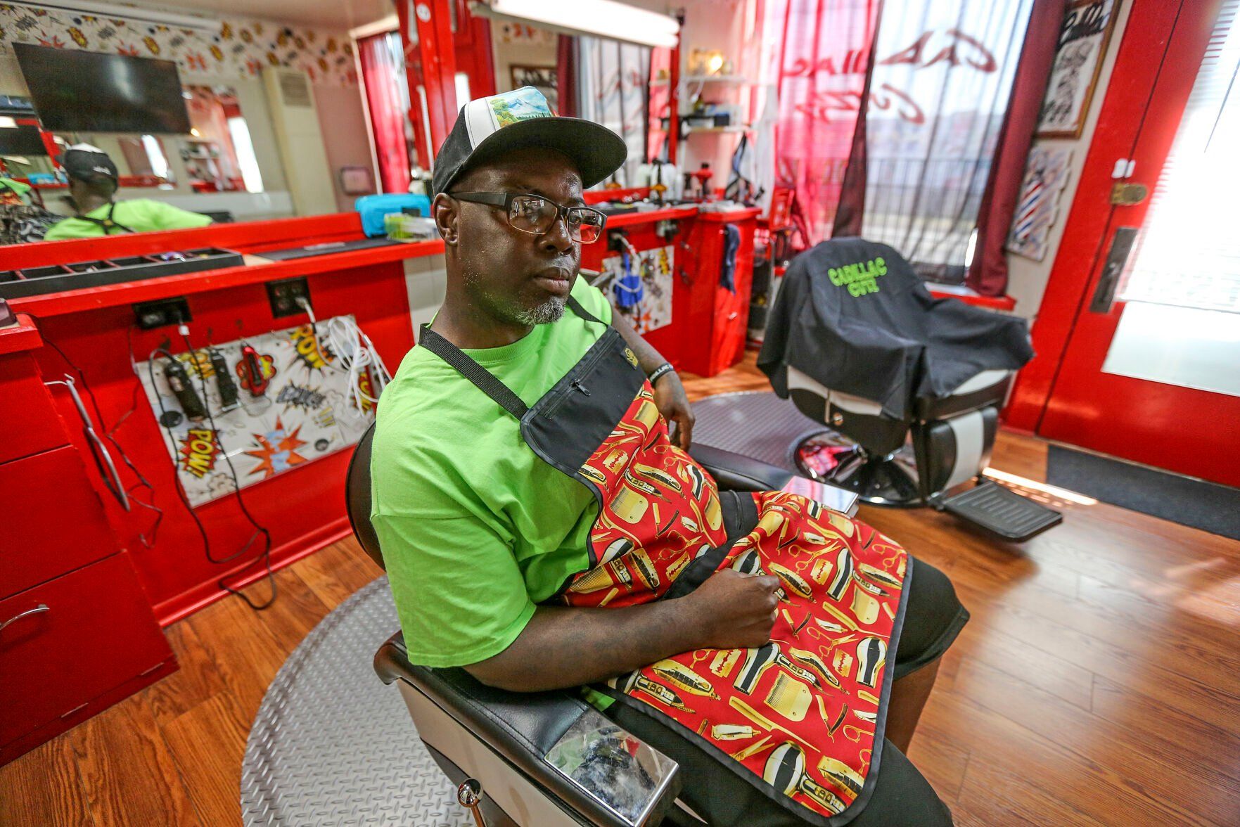 Makiah Cooper, owner of Cadillac Cutz on Elm Street in Dubuque, has been in business for 25 years.    PHOTO CREDIT: Dave Kettering
Telegraph Herald