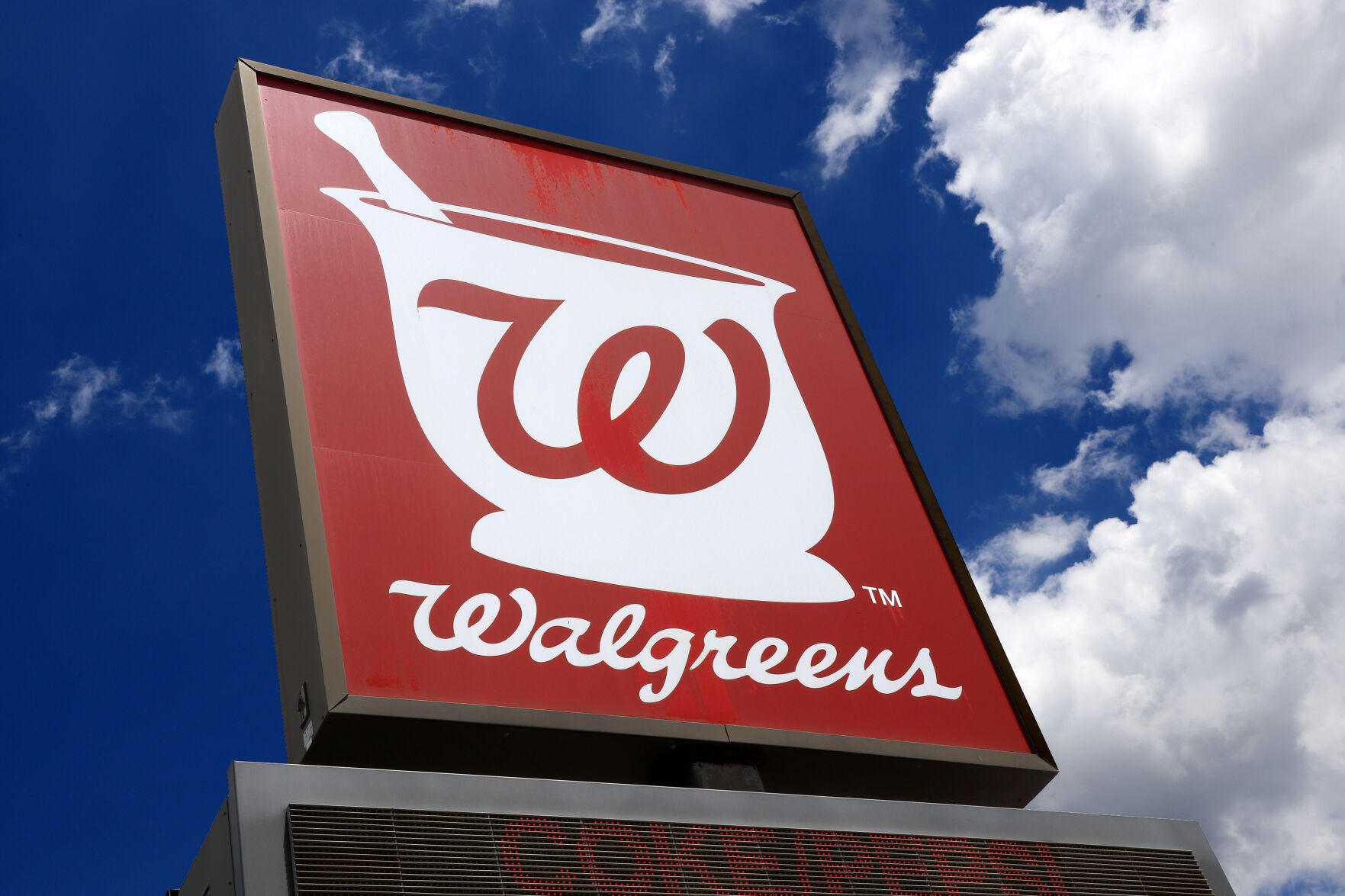 <p>FILE - This June 25, 2019, file photo shows a sign outside a Walgreens Pharmacy in Pittsburgh. Walgreens slashed its earnings forecast for the year, Tuesday, June 27, 2023, and raised a cost-cutting goal after missing analyst profit expectations in its fiscal third quarter. (AP Photo/Gene J. Puskar, File)</p>   PHOTO CREDIT: Gene J. Puskar