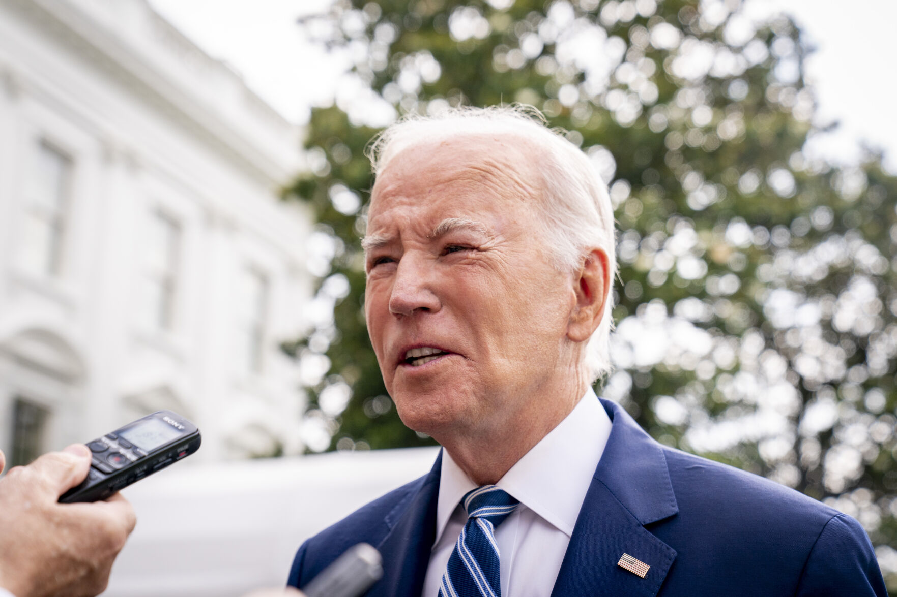 <p>President Joe Biden speaks with members of the media before boarding Marine One on the South Lawn of the White House in Washington, Wednesday, June 28, 2023, for a short trip to Andrews Air Force Base, Md., and then on to Chicago. (AP Photo/Andrew Harnik)</p>   PHOTO CREDIT: Andrew Harnik 